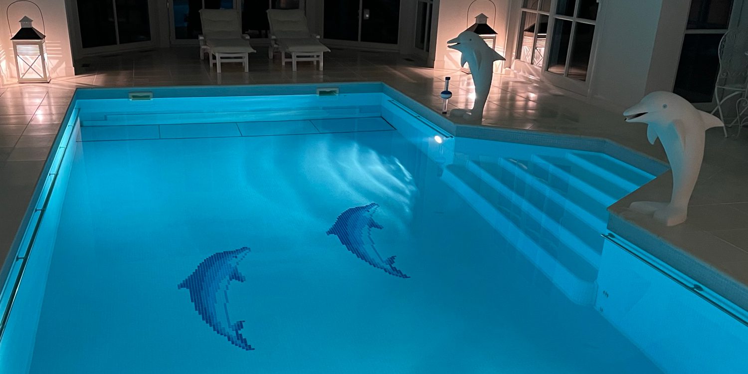 Piscine intérieure avec mosaïque sur mesure à Enghien